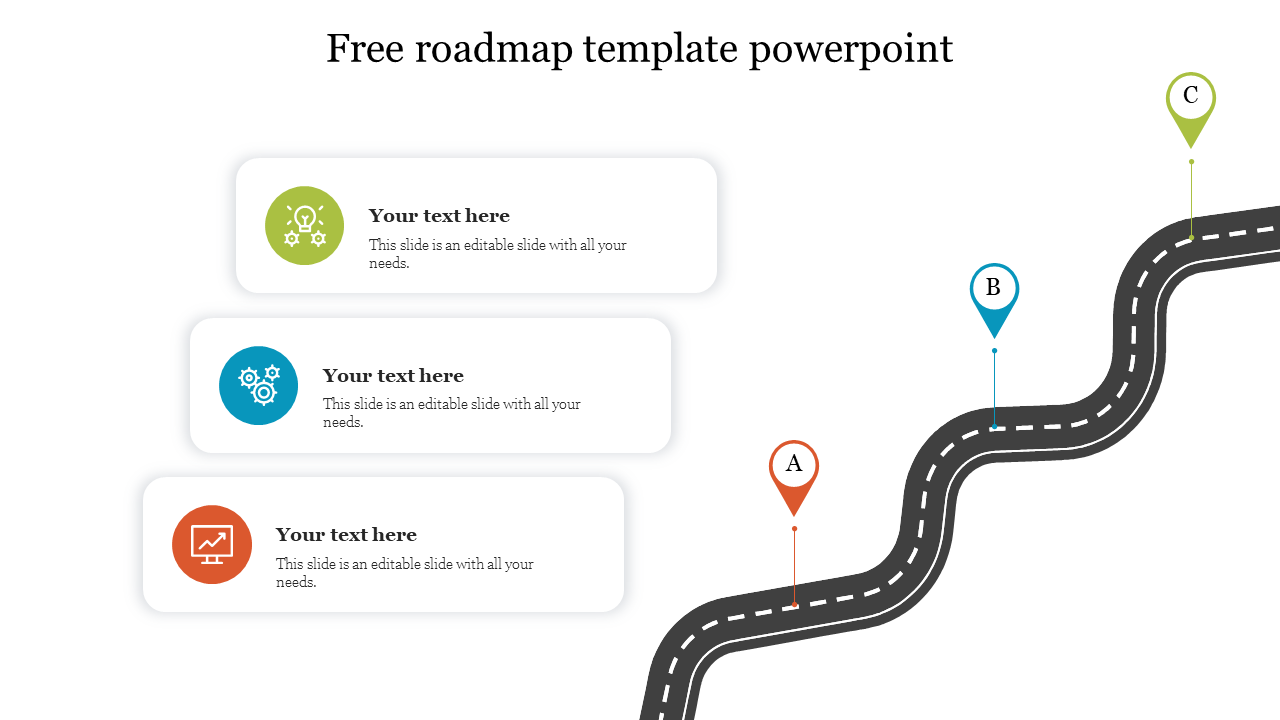 buy-free-roadmap-template-powerpoint-with-three-node